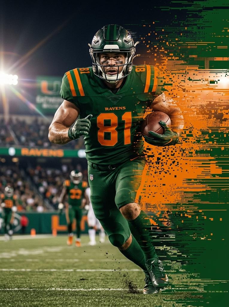Football player #81 running with the ball